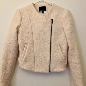 Banana Republic Women's Cream Boucle Wool Bomber Moto Crop Jacket Sz 4